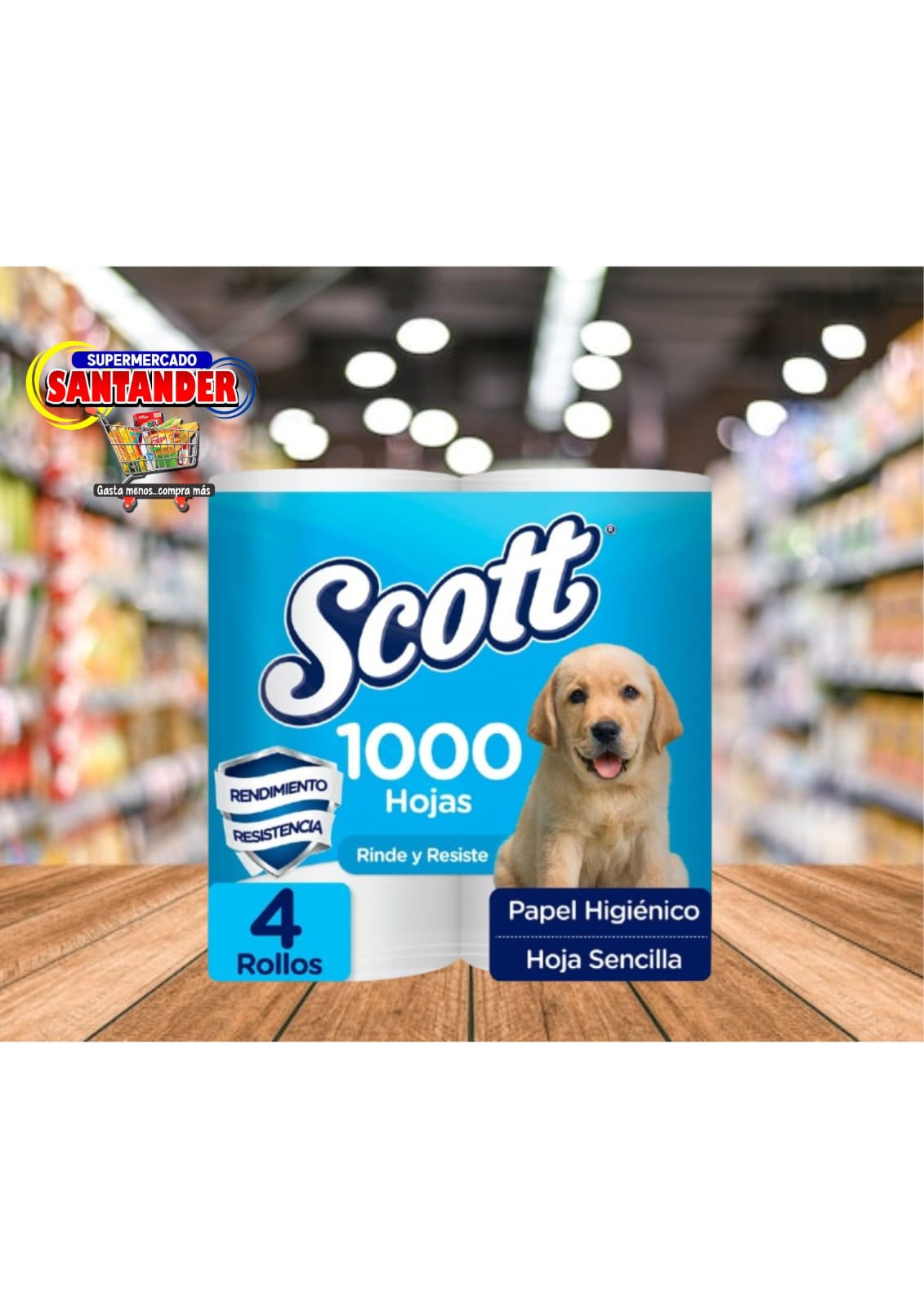 Papel Scott 1000 Hojas x 4 Rollos