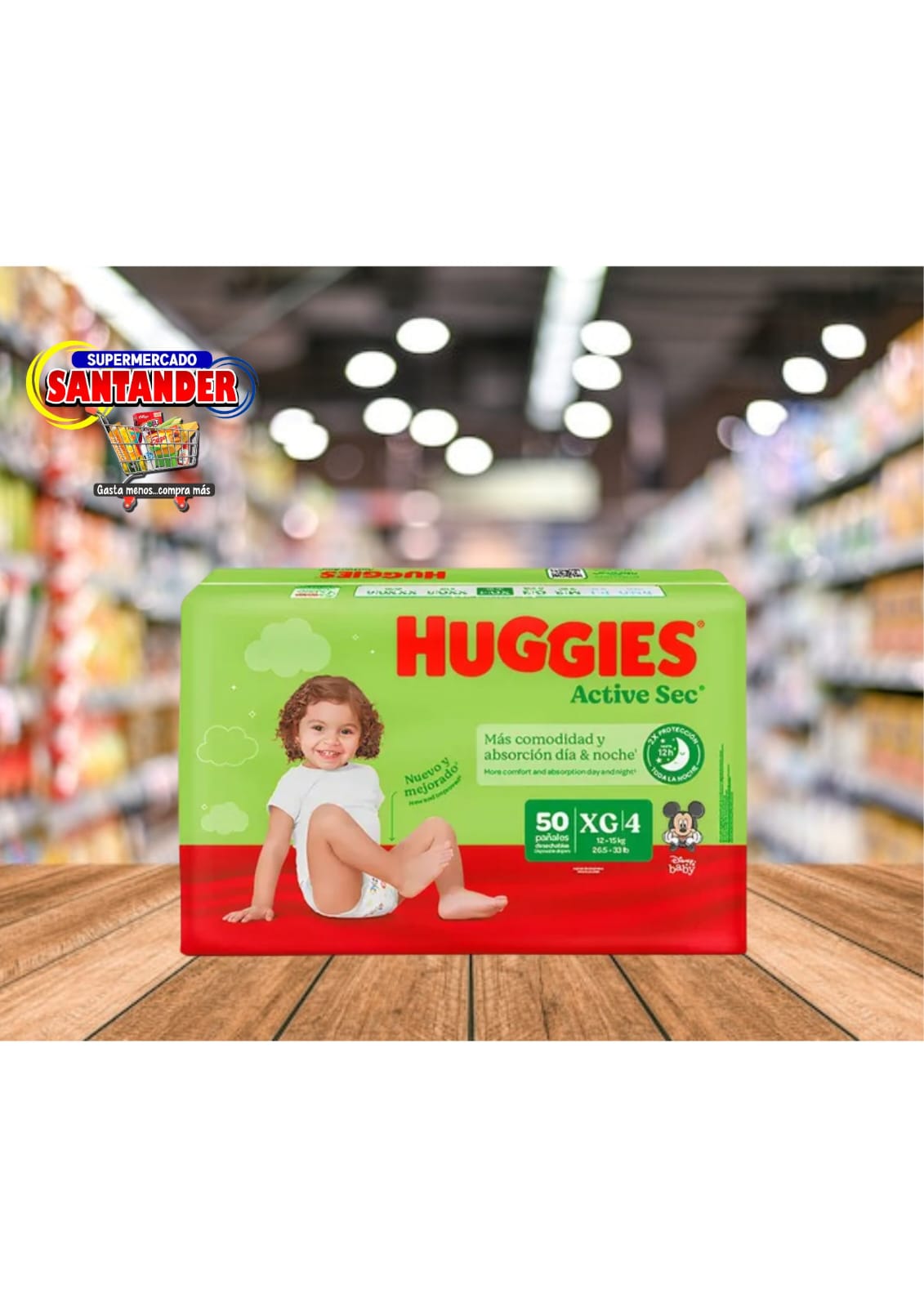 Pañal HUGGIES Active Sec. XG Pack 50 Unidades