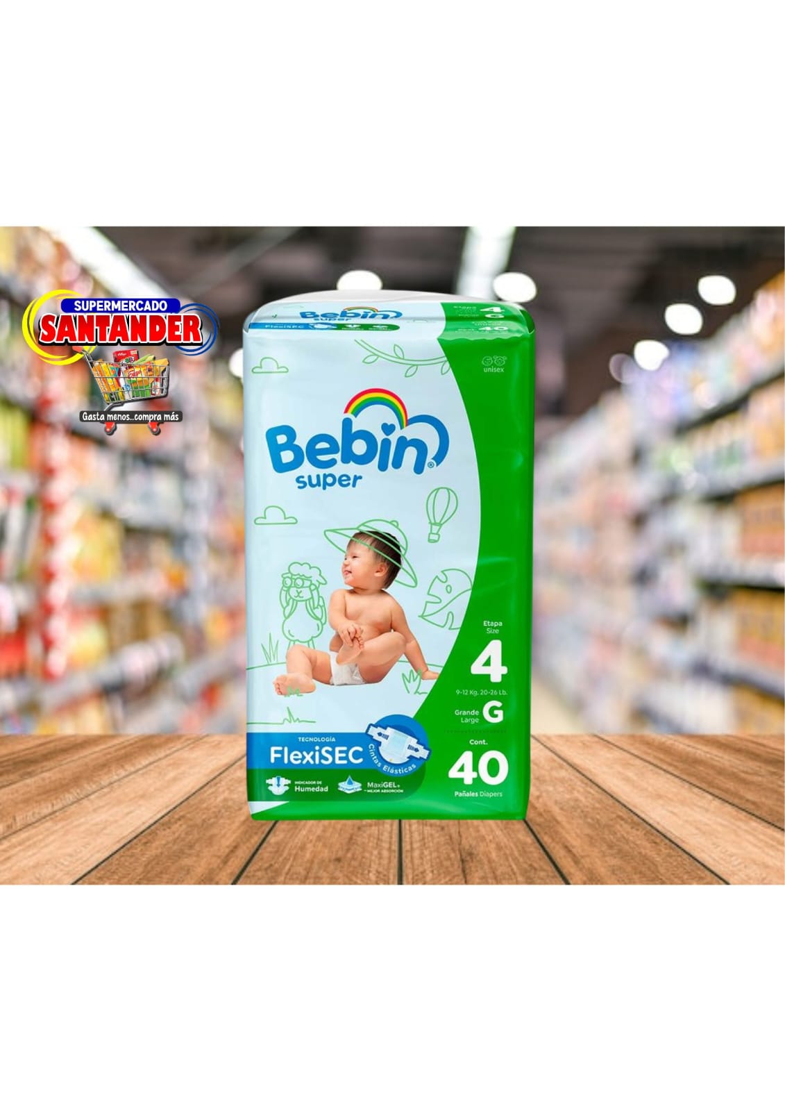 Pañal Bebin Super Talla M   de 40 Unidades
