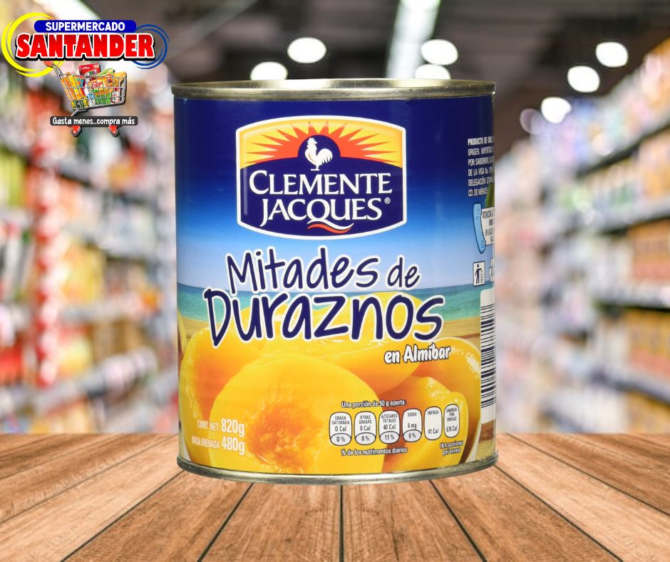 Mitades de Duraznos en Almibar Clemente Jacques - 820Grs.